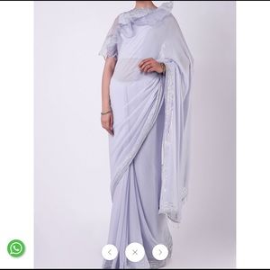 Stunning power-blue ruffles saree with blouse